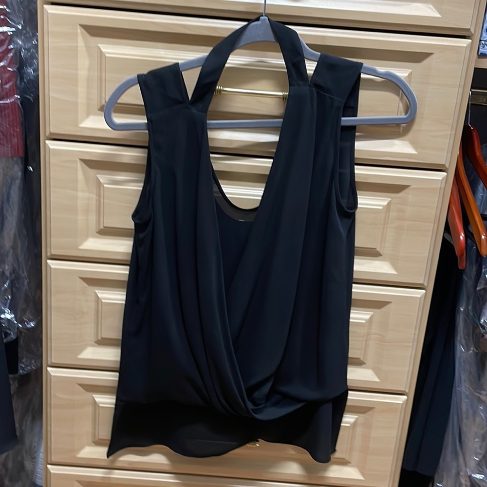 Black sleeveless BCBG Max Azria blouse